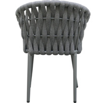 Gartenstuhl mit geflochtener Rückenlehne und Metallbeinen