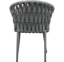 Gartensessel mit geflochtener Sitzfläche und Rückenlehne auf Metallgestell