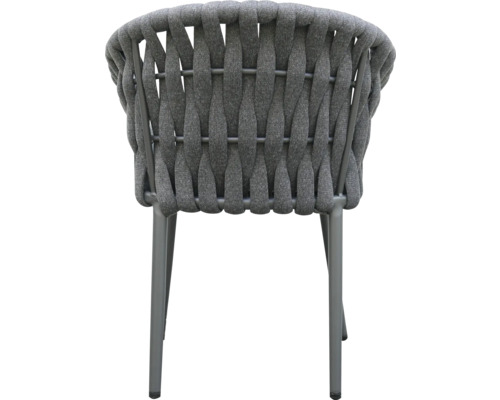 Gartensessel mit geflochtener Rückenlehne und Metallbeinen