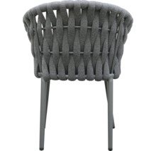 Gartenstuhl mit geflochtener Rückenlehne und Metallgestell