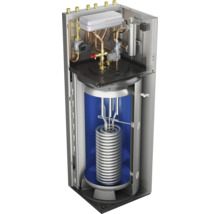 Schnittansicht eines Heizkessels mit Rohren und Heizspirale