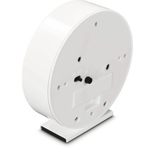 Rückansicht eines runden Weckers mit Schaltern