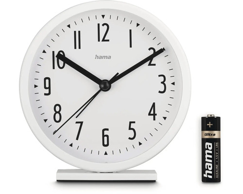Weißer Hama Wecker mit Batterie