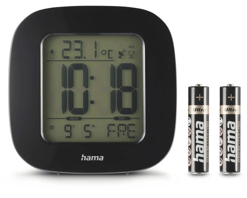 Funkwecker mit Temperaturanzeige und zwei Batterien
