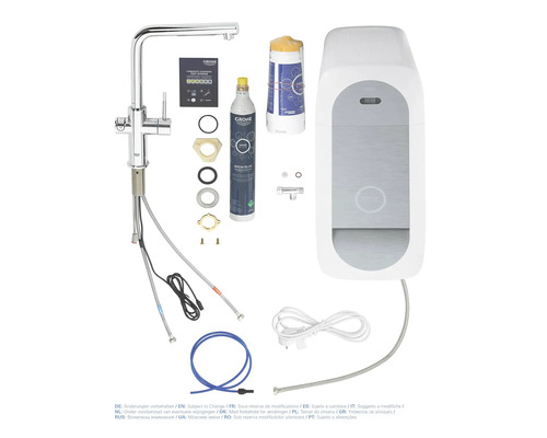Grohe Blue Wassersystem mit Armatur, Filter, Kohlensäureflasche und Zubehör