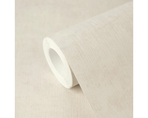 Vliestapete Rolle mit feiner linearer Struktur in Creme.