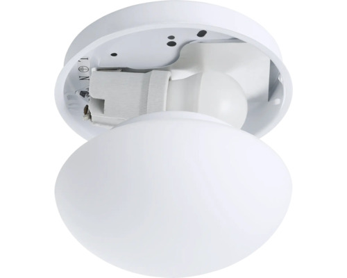 Weiße Deckenleuchte mit runder Glaskuppel