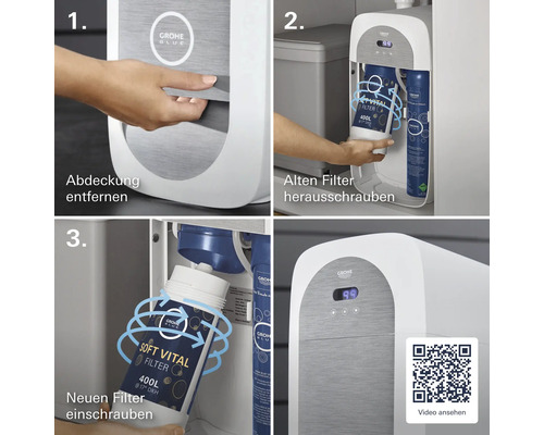 Grohe Blue Wassersystem Filterwechsel in vier Schritten