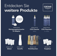 Grohe Blue Zubehörsortiment mit Reinigungskartusche, CO2-Flaschen, Gläsern, Karaffe und Trinkflaschen