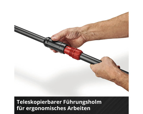 Teleskopierbarer Führungsstiel für ergonomisches Arbeiten in Händen.