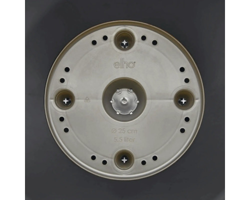 Elho Logo, Pflanztopfboden mit einem Durchmesser von 25 cm und einem Volumen von 5,5 Litern