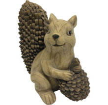 Dekorative Eichhörnchenfigur mit Tannenzapfen für den Garten