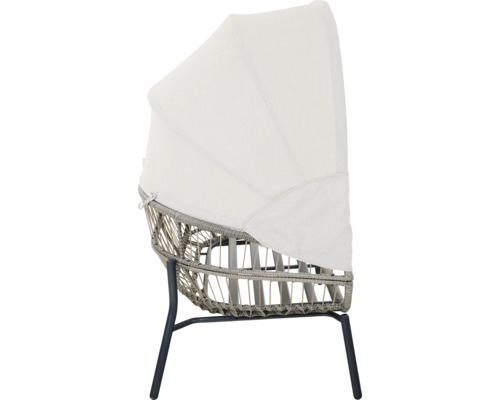 Garten-Lounge-Sessel mit ausklappbarem Sonnendach, Geflecht aus Polyrattan und Metallbeinen.