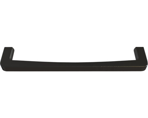 Schwarzer Möbelgriff aus Metall in eckiger U-Form für Schränke und Schubladen.