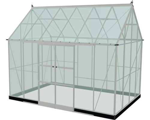 Gewächshaus mit Glasscheiben und Aluminiumrahmen