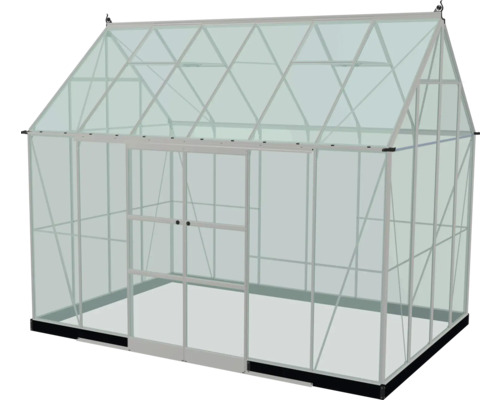 Gewächshaus mit Glaswänden und Doppeltür