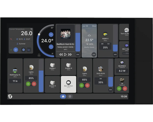 Smart Home Steuerung mit Temperaturanzeige, Musikplayer und Lichtsteuerung