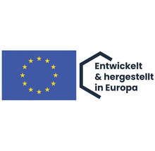 Entwickelt und hergestellt in Europa Zeichen