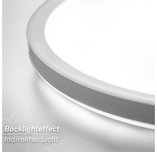 Detailaufnahme einer runden LED-Deckenleuchte mit indirekter Beleuchtung
