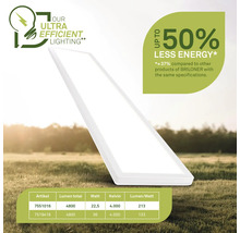 Briloner Lampe mit dem Hinweis auf ultraeffiziente Beleuchtung und bis zu 50 Prozent weniger Energieverbrauch.