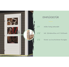 Einflügeltür mit drei Fenstern aus Kunstglas und Zylinderschloss