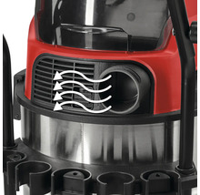 Detailansicht eines Nass Trockensaugers mit Luftauslass und Gebläsefunktion