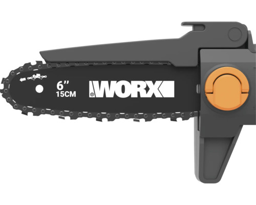 Worx Führungsschiene 15 Zentimeter für Kettensäge mit Sägekette und Schutzhaube.