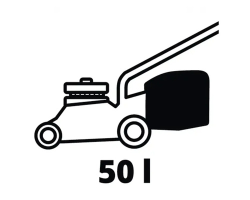 Symbol Rasenmäher mit 50 Liter Fangkorbvolumen