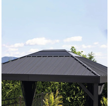 Detailansicht eines Pavillons mit Metalldach