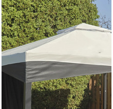 Detailansicht eines Pavillons mit Stoffdach