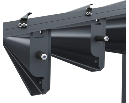 Detailansicht der Befestigung einer Terrassenüberdachung