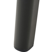 Schwarzer Möbelfuß mit strukturierter Oberfläche und abgerundetem Profil.