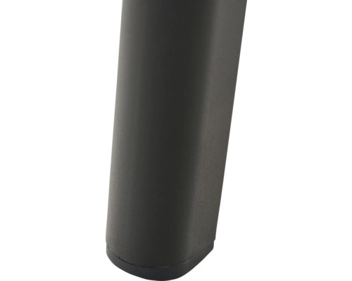 Schwarzer Möbelfuß mit strukturierter Oberfläche und abgerundetem Profil.