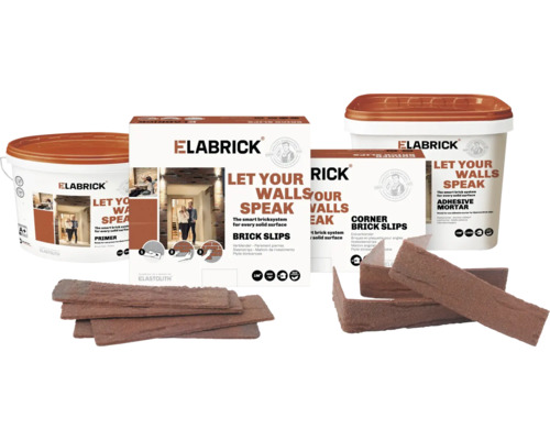 Elabrick Set mit Kleber, Eckverblendern, Grundierung und Verblendern