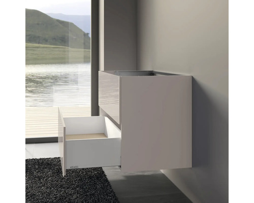 Waschtischunterschrank mit Schublade an einer Badezimmerwand