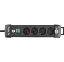 Steckdosenleiste mit vier Steckdosen und Schalter