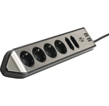 Steckdosenleiste mit vier Steckdosen und zwei USB Anschlüssen