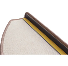 Detailaufnahme einer Treppenstufe mit Teppich und Kantenprofil