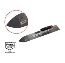 Maurerkelle aus Stahl mit Kunststoffgriff und Rostfrei-Zeichen