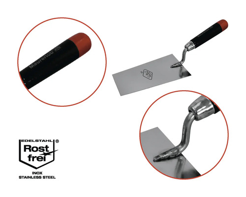 Maurerlob Flachspachtel mit Edelstahlblatt und Kunststoffgriff