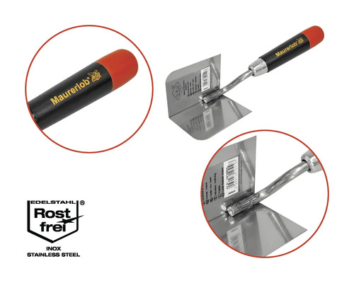 Maurerlob Eckenspachtel aus Edelstahl mit Kunststoffgriff