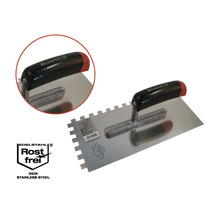 Zahnspachtel aus Edelstahl mit schwarzem Griff