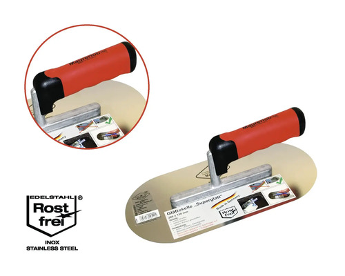 Glättkelle aus Edelstahl mit Kunststoffgriff