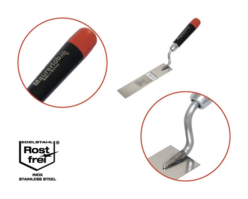 Maurerlob Eckenspachtel mit Edelstahlblatt und Kunststoffgriff