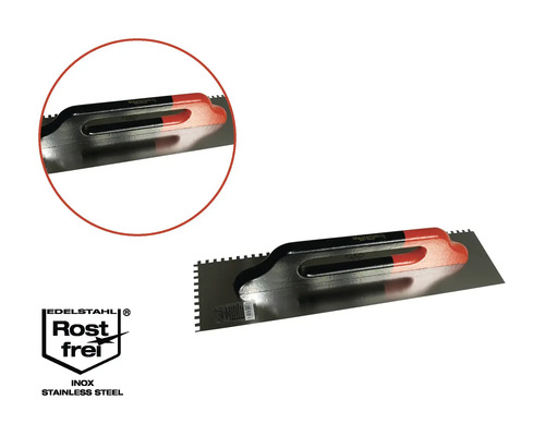 Edelstahl-Zahnspachtel mit ergonomischem Griff