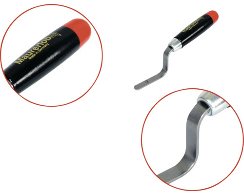 Maurerlob Fugenkratzer mit Holzgriff und gebogener Stahlklinge