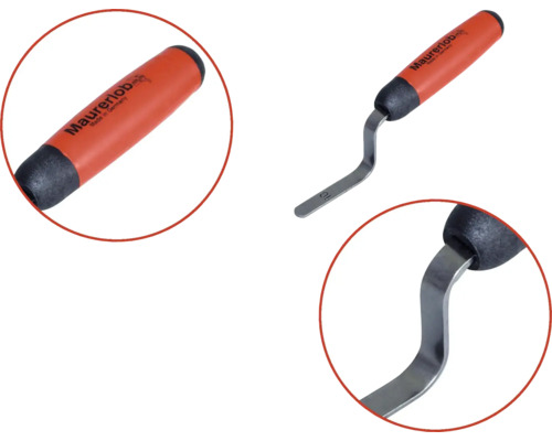 Maurerlob Fugenkratzer mit Kunststoffgriff und Detailansichten