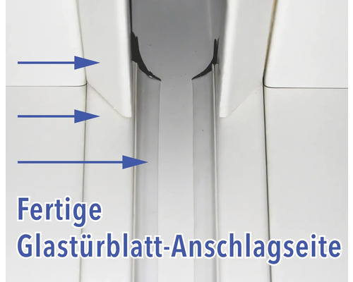 Glas Türblatt Anschlagseite Detailansicht