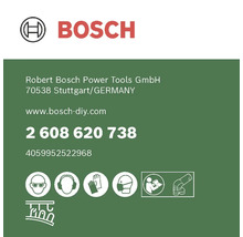 Bosch Logo und Produktinformationen mit Sicherheitssymbolen fuer Elektrowerkzeuge