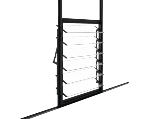 Lamellenfenster mit Glaseinsätzen